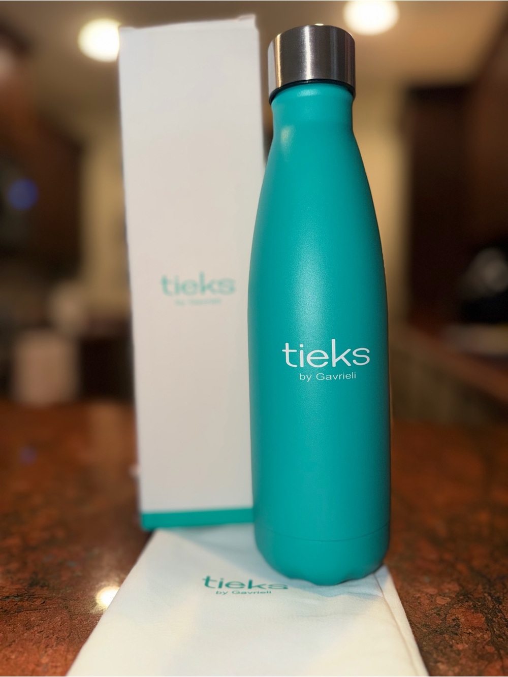 Tieks Teal Insulated Stainless Bottle with Silver Cap